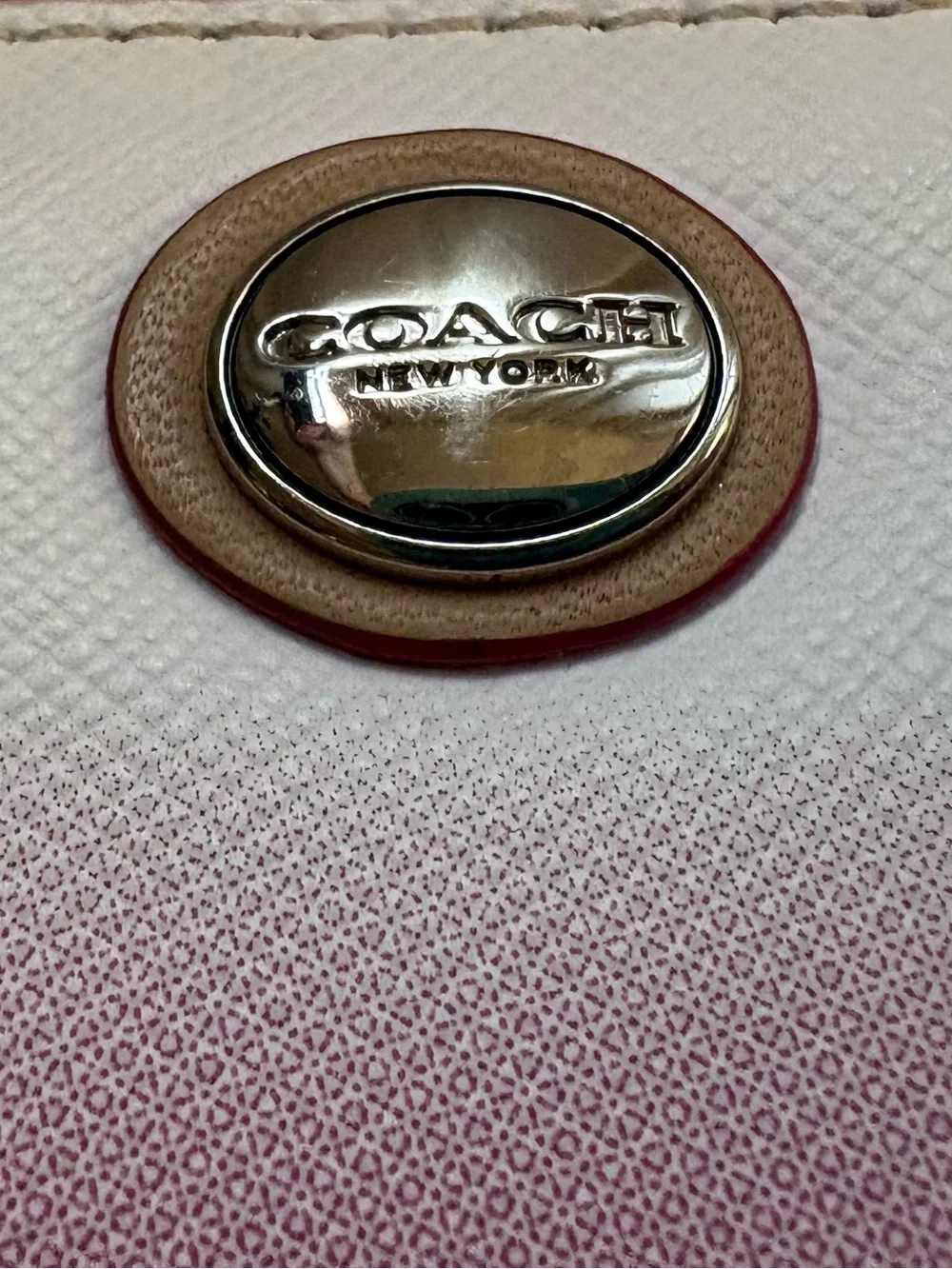 Coach Peyton Pink White Ombre Saffiano Leather Zip Around Wristlet Wallet EUC